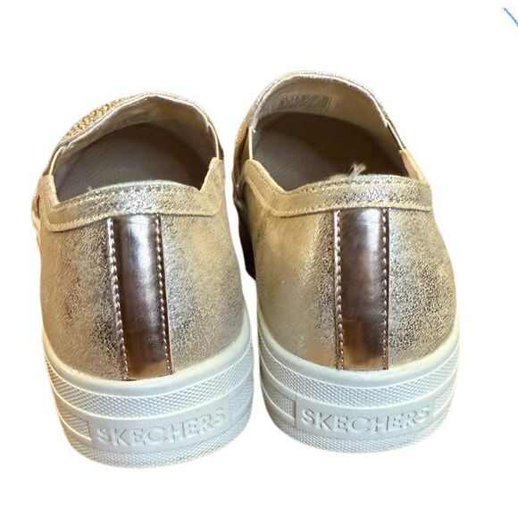 Skechers Double Up Shiny Dancer Slip On Sneakers  Gold 6.5 Memory Foam - Picture 10 of 15